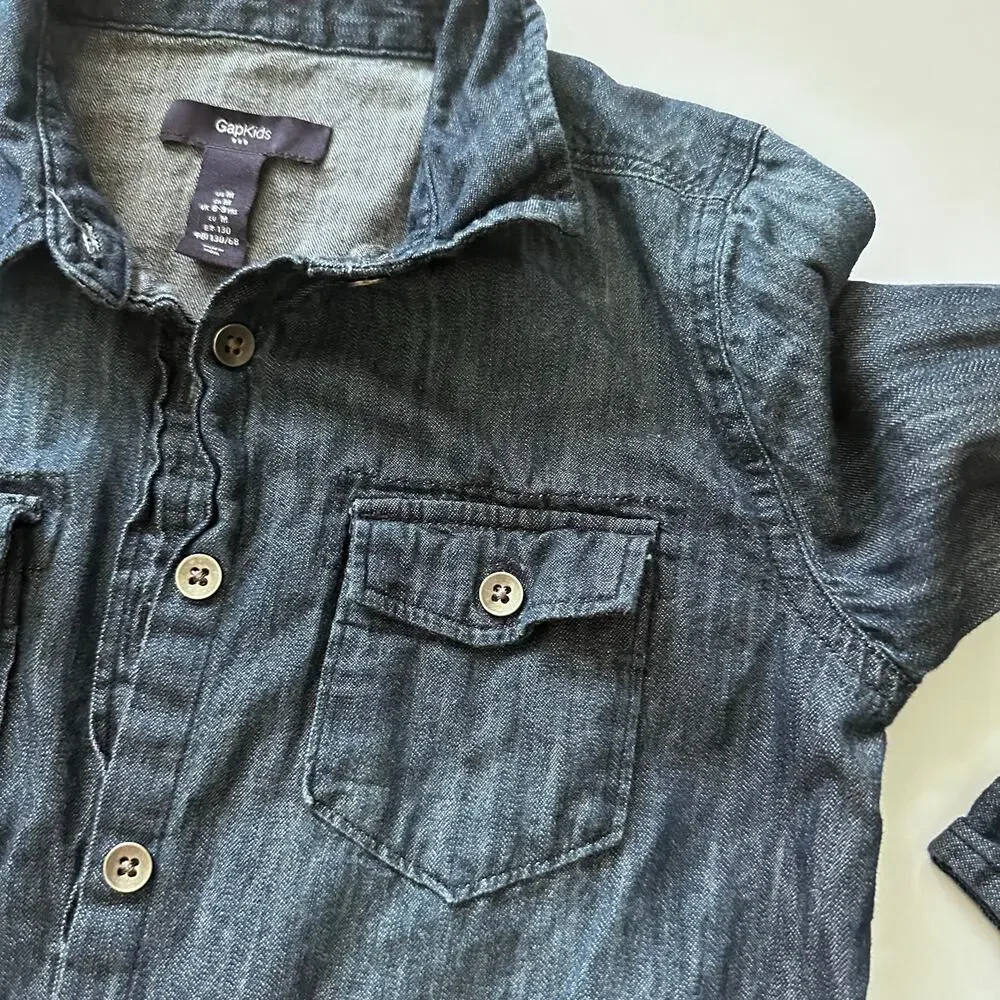 Gap Women's Denim Shirt Dress - Dark Wash - Size Medium